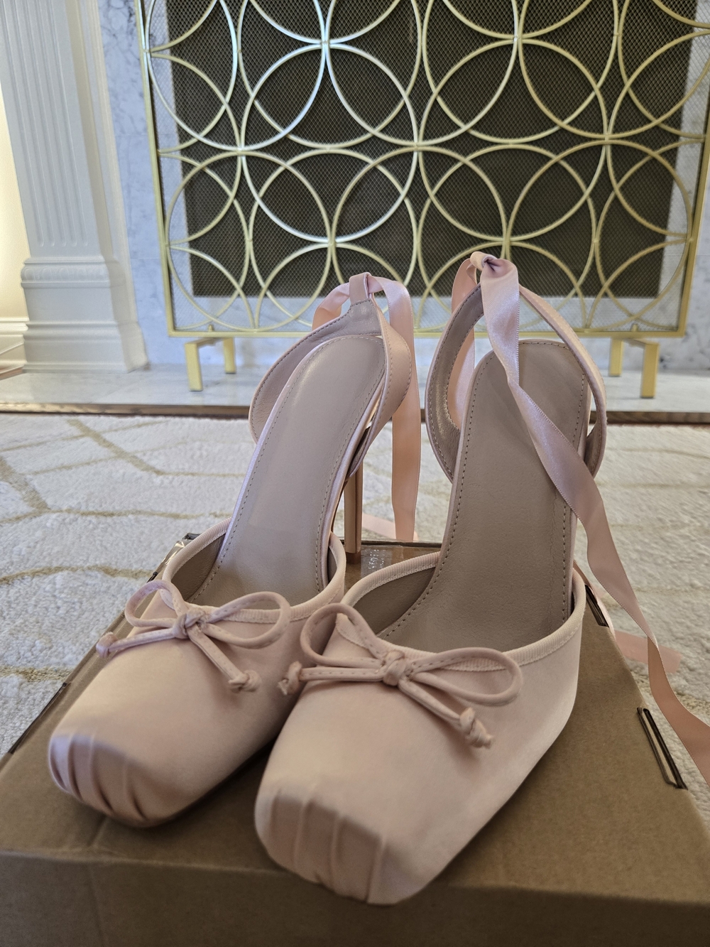 Elegant Pink Ballerina Style Satin High-Heel Slingbacks with Ankle Ties - Picture 4 of 8